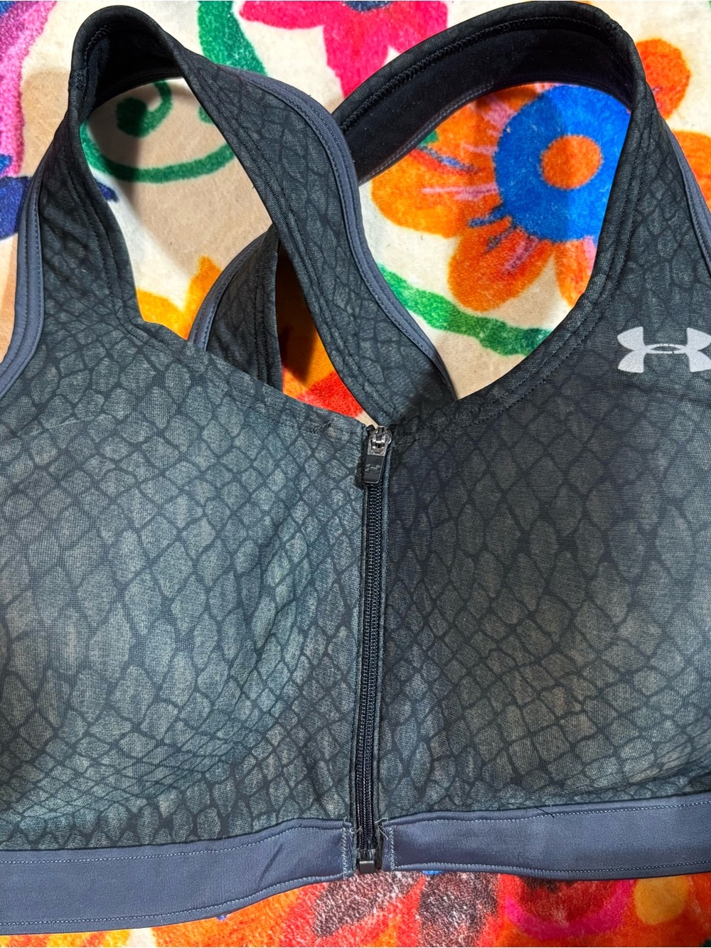 Under Armour Women’s Black Zip-Front Sports Bra- Sz 36D